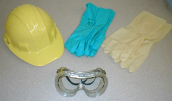 safety gloves safety goggles safety helments